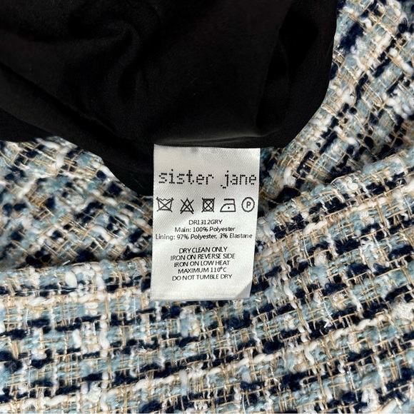 Sister Jane Waltz Tweed Confetti Mini Dress Babydoll Puff Sleeve Tiered Size S - Picture 14 of 14